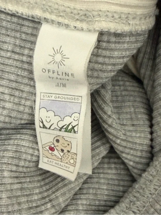 aerie Gray Ribbed Lounge Pants with White Side Stripe Detail - Picture 5 of 7